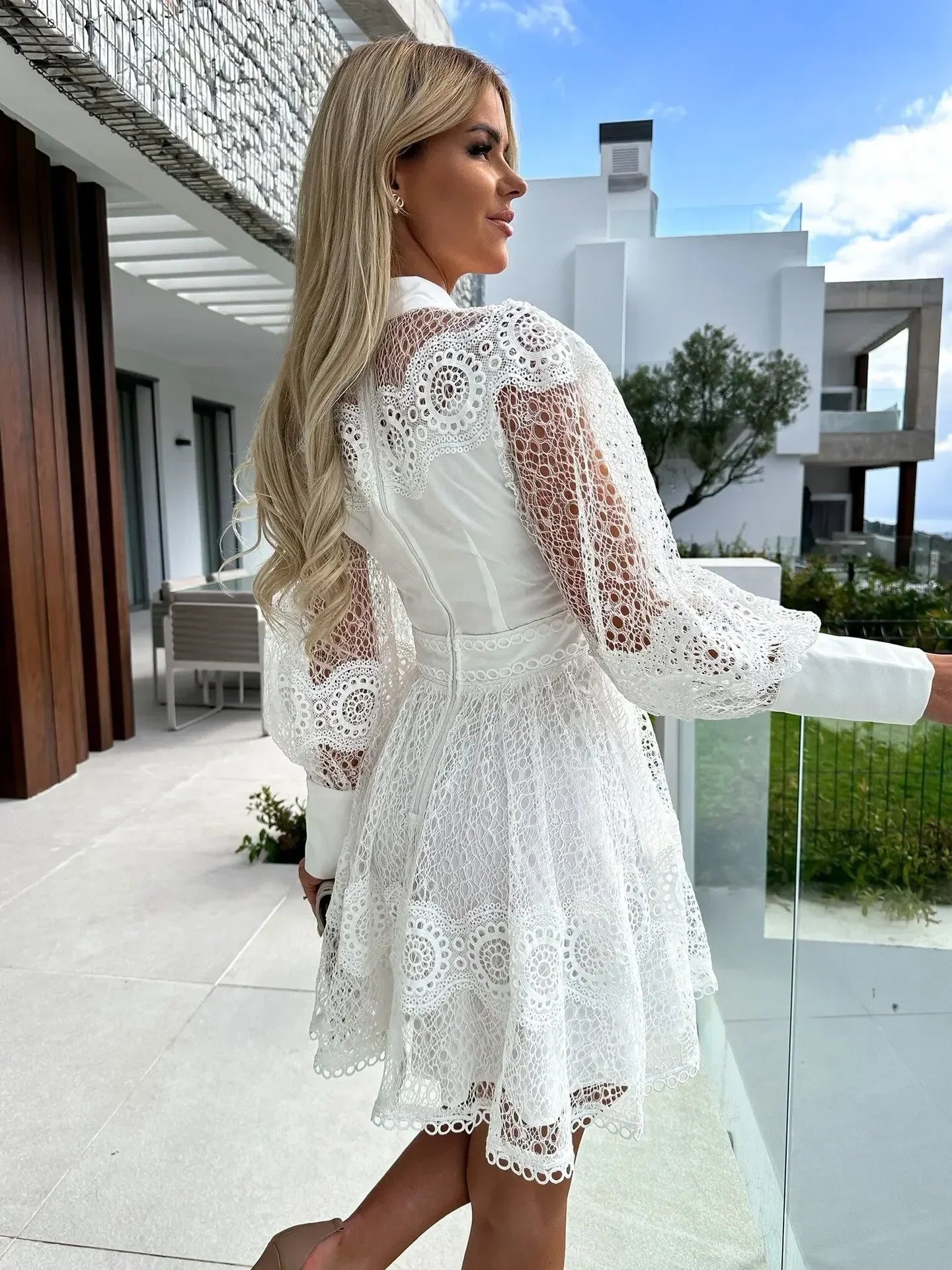 A-line Summer Sheer Embroidered
