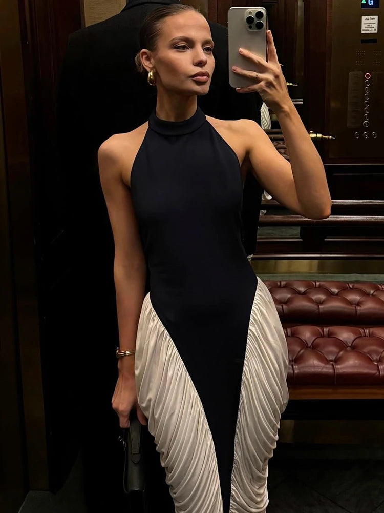 1 kliou Halter Black and white dress