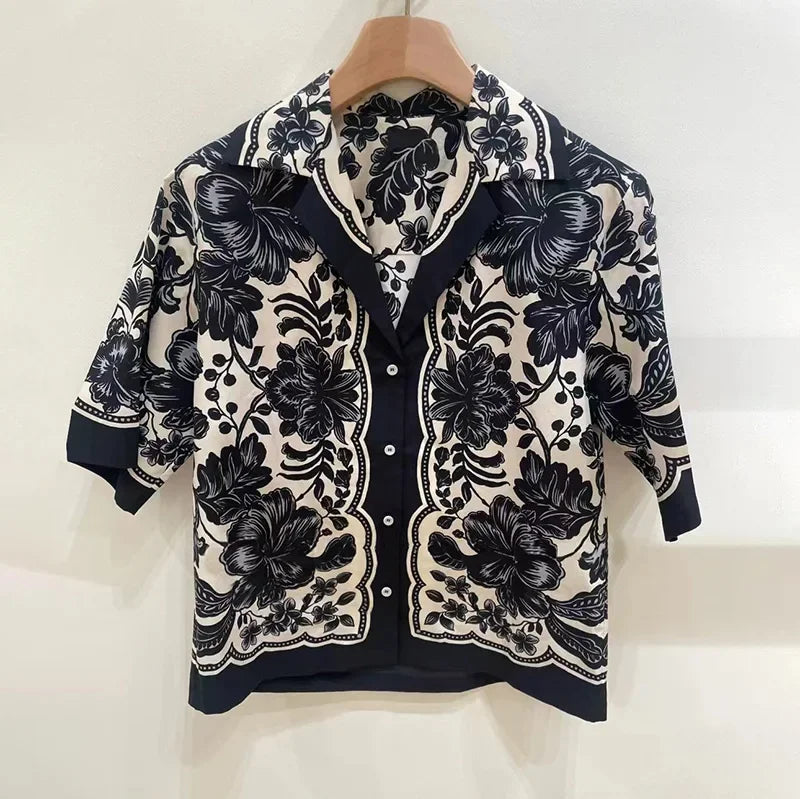 2025 Spring/summer Style Plant Black and White Print