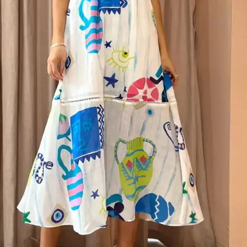 Graffiti multi Print summer Midi paradise