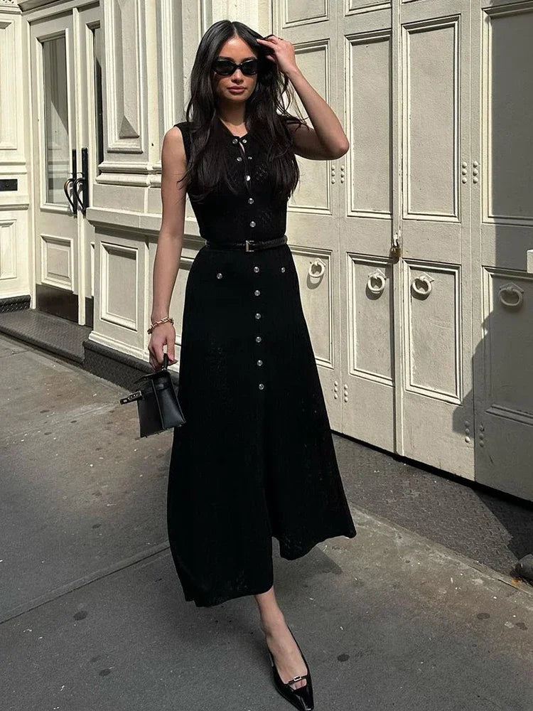 Buttoned Knit Dress