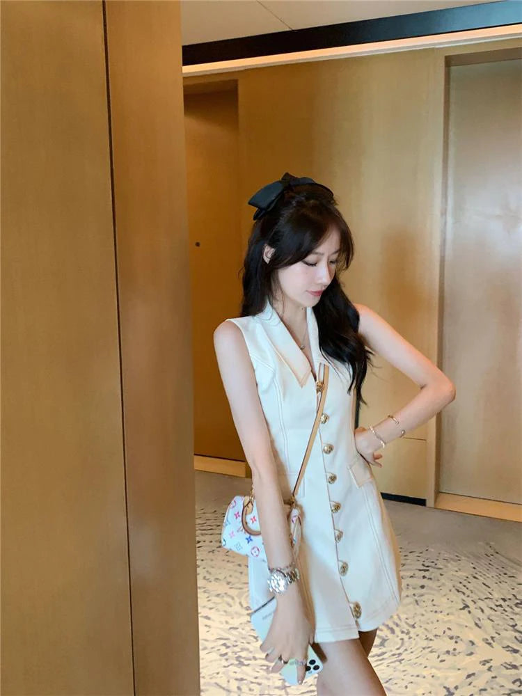 Elegant Button Mini Dress