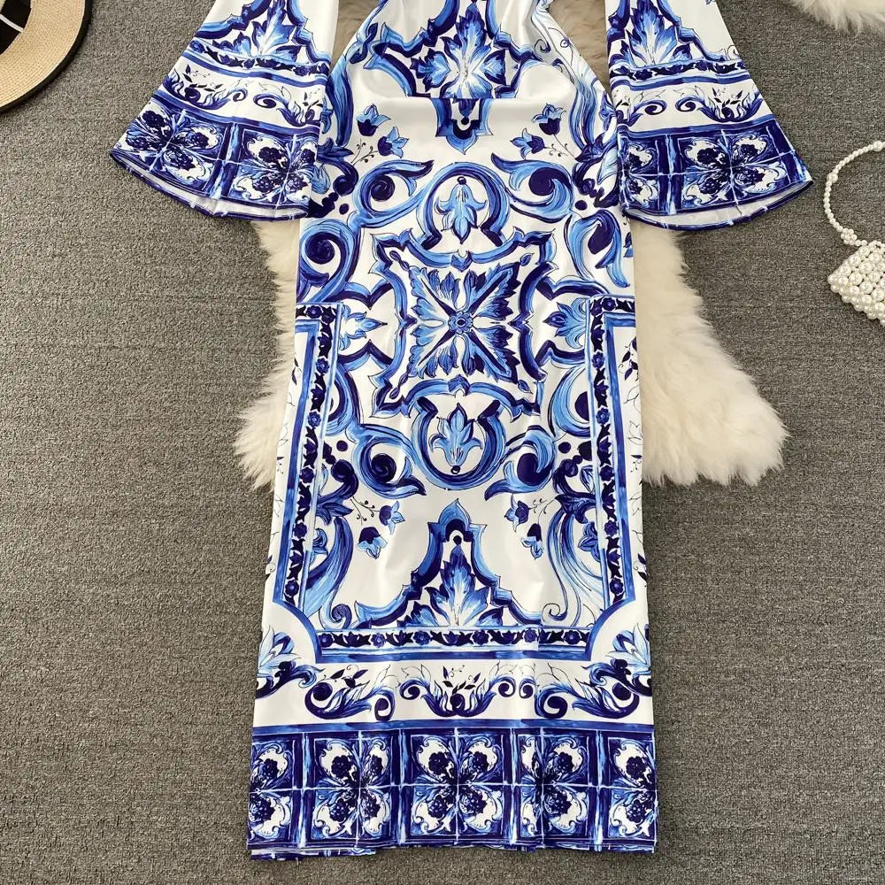 Summer Runway Blue And White Dolce Dress