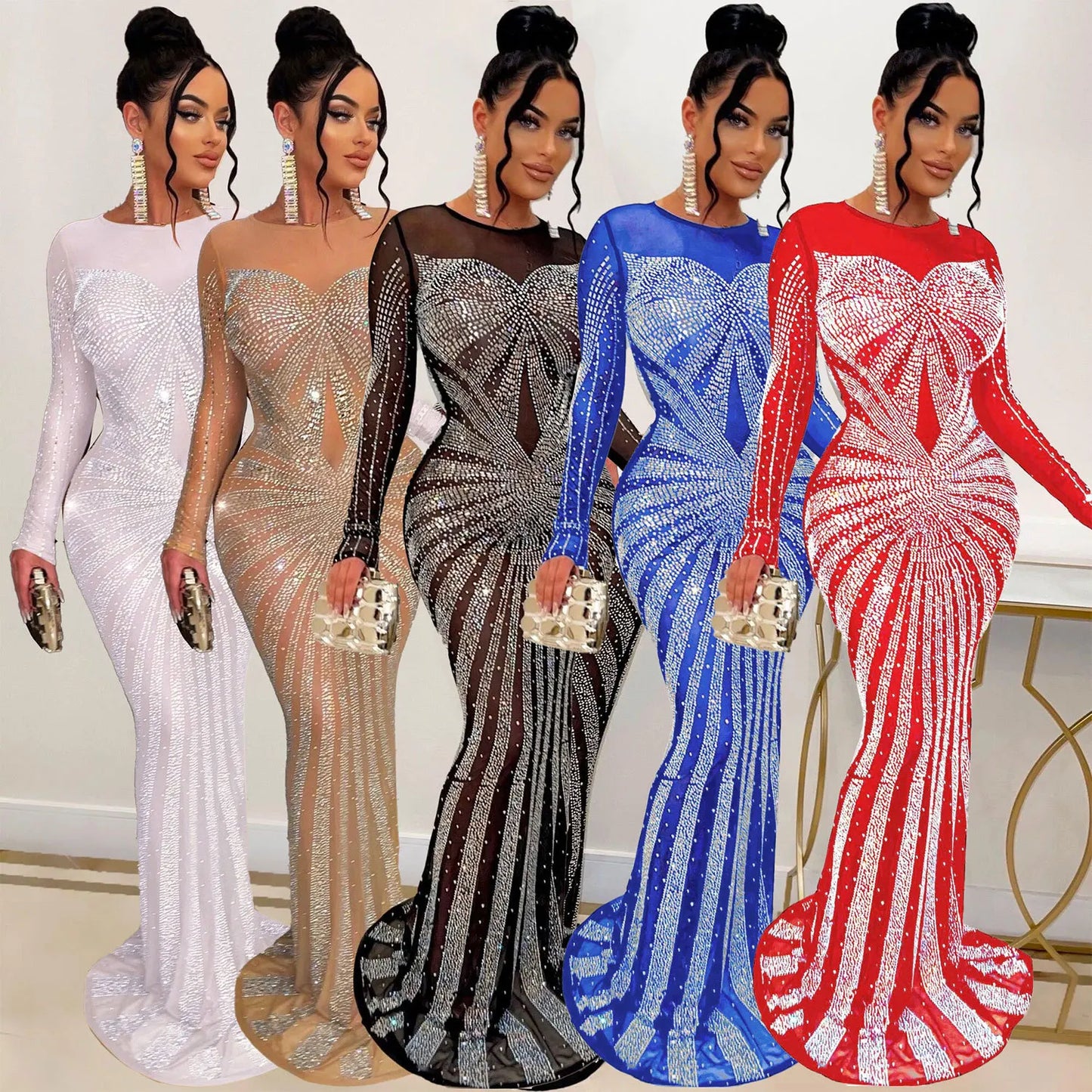 Rhinestone Crystal Mesh Dress