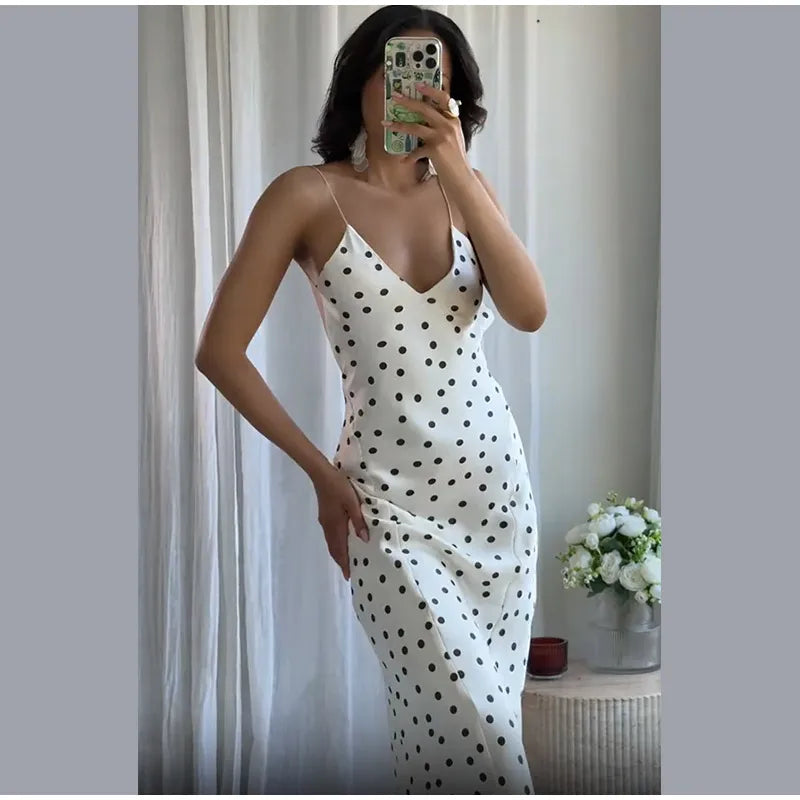 Elegant Women Polka Dot Midi