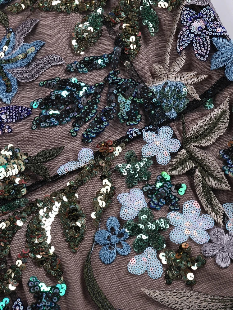 Floral Sequin Strapless