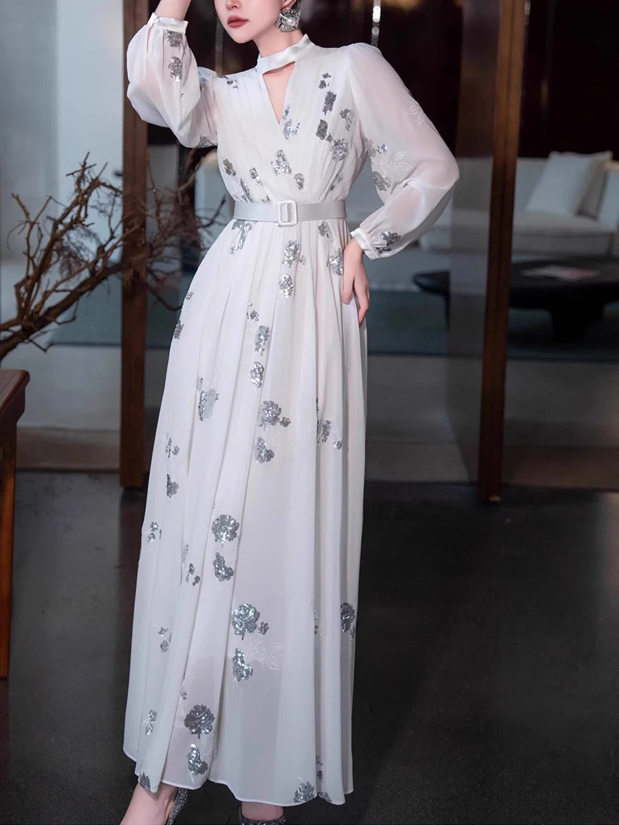 Solid Metal Miu Miu Floral Print Dress