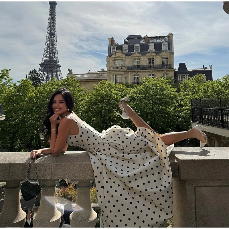 Elegant Women Polka Dot Midi