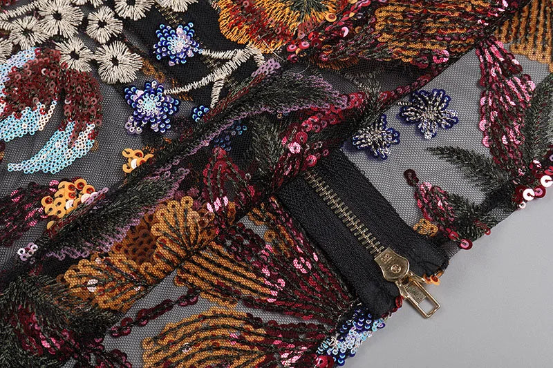Floral Sequin Strapless