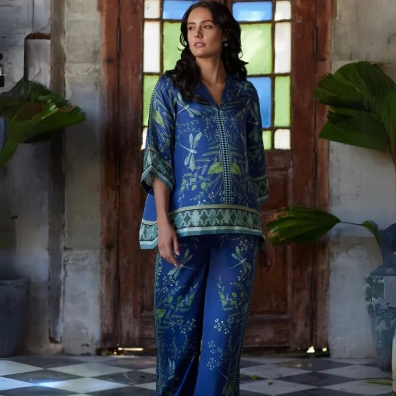 Pants Set Bohemian V-neck
