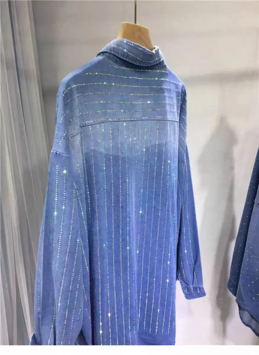 Denim rhinestone Shirts