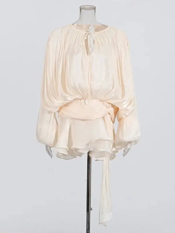 Lace Up Ruffle Dress
