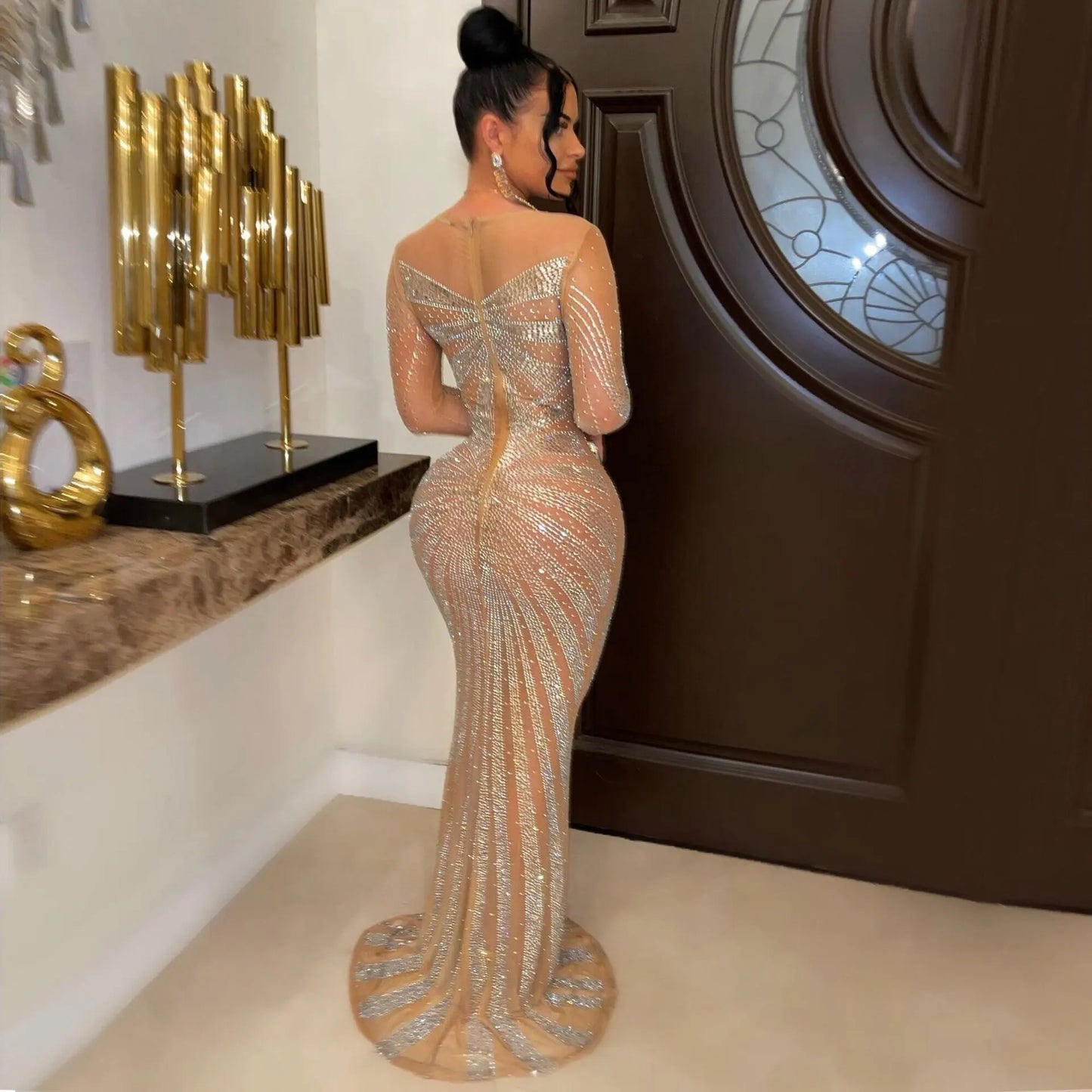 Rhinestone Crystal Mesh Dress