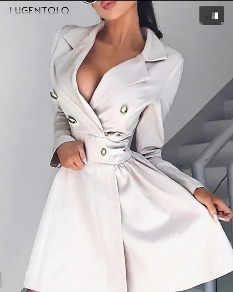 Women Sexy Fashion Trench New Double Breasted