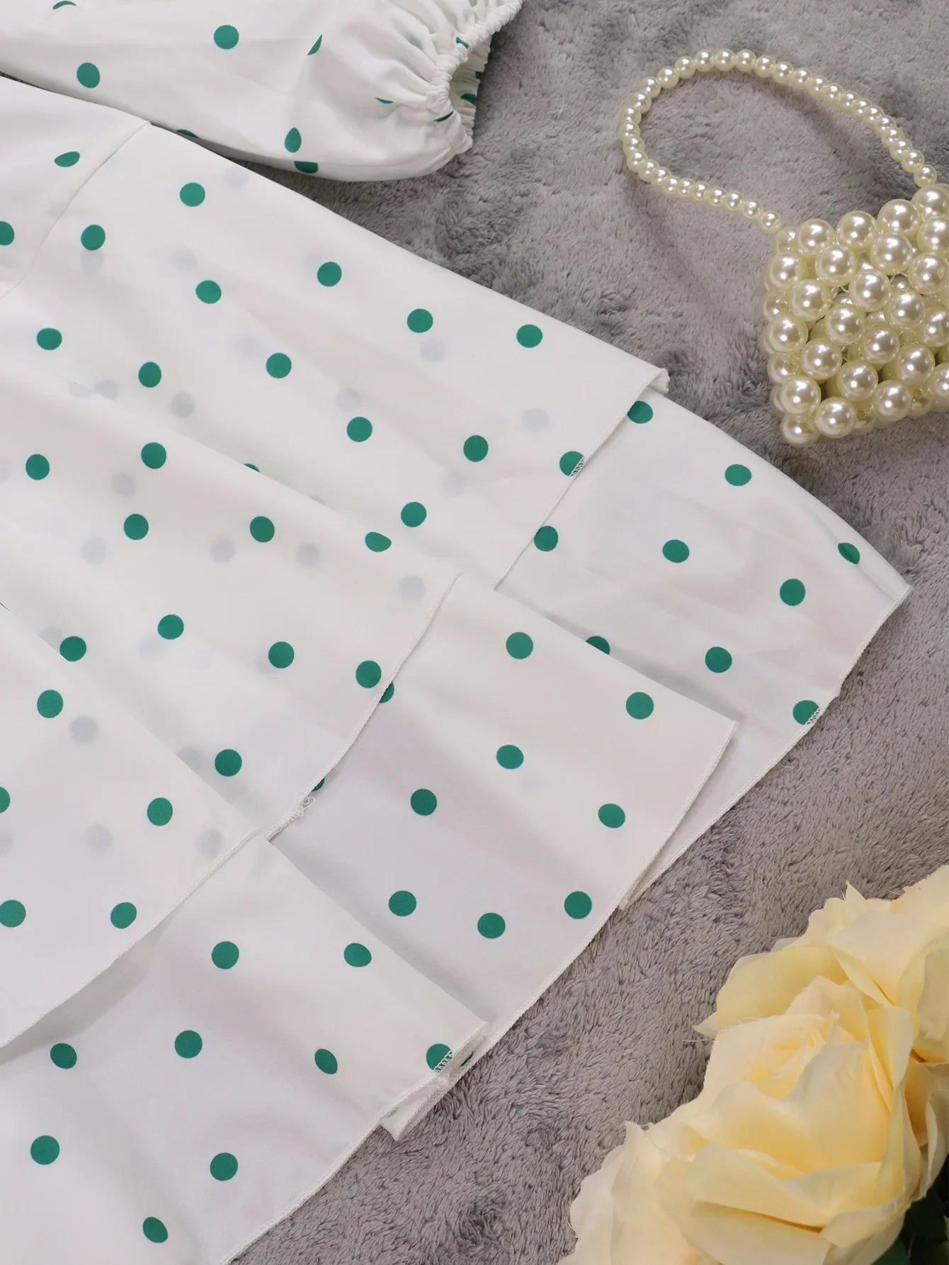 Polka Dot Print Bubble Sleeve Dress Mini