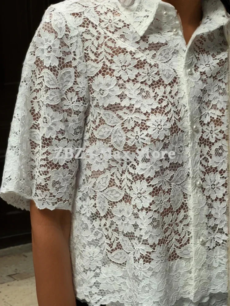 Lace Shirt Set