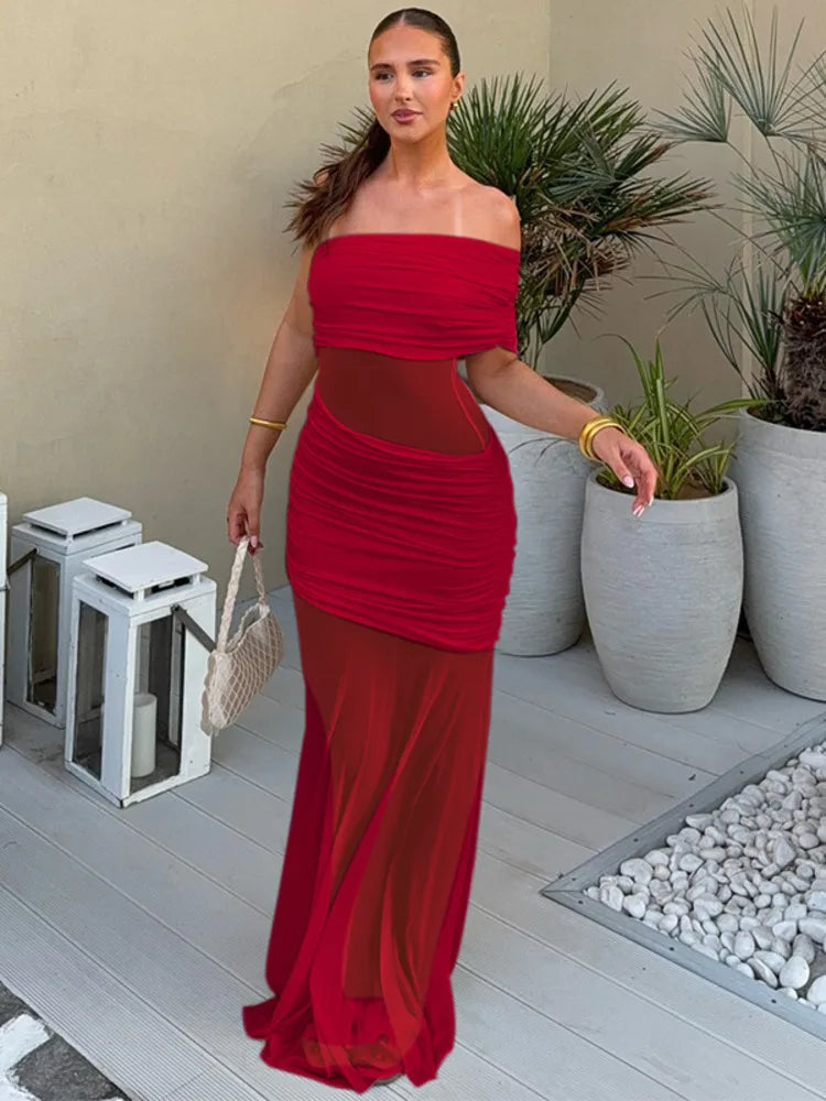 Off-shoulder Strapless Party Long Dress
