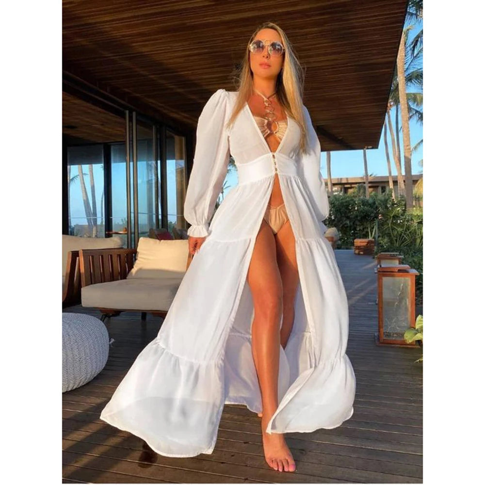 Nouveaux cache-maillots de plage pour femmes, sarong blanc