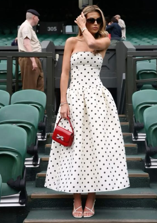 1 Backless Polka Dot A-line Strapless