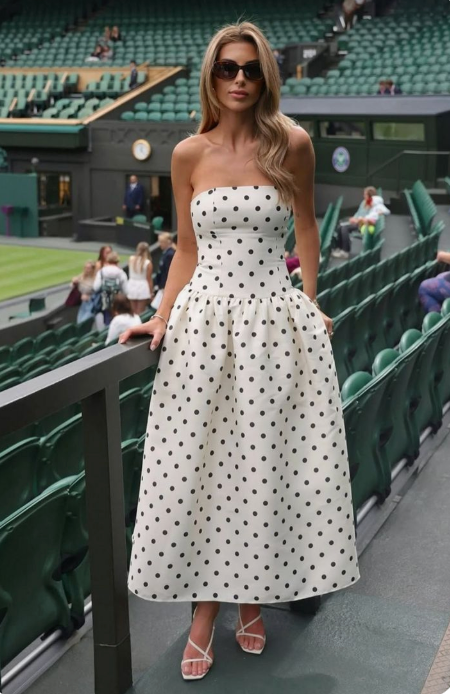 1 Backless Polka Dot A-line Strapless