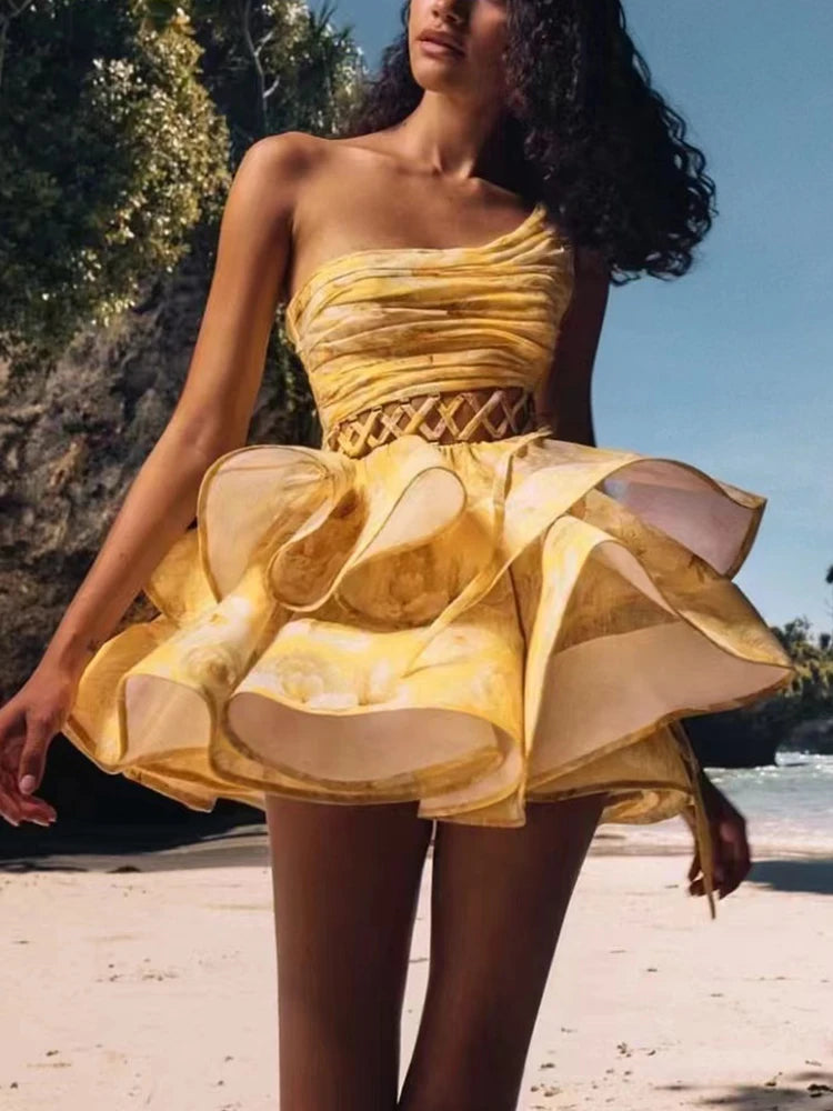 Yellow Blue Super Mini Ruffle