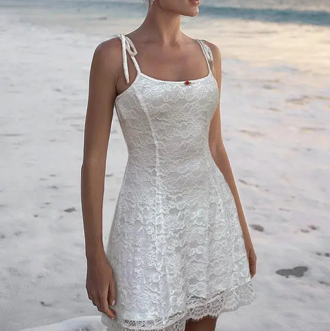 Lace Floral Sleeveless A Line Mini Dress