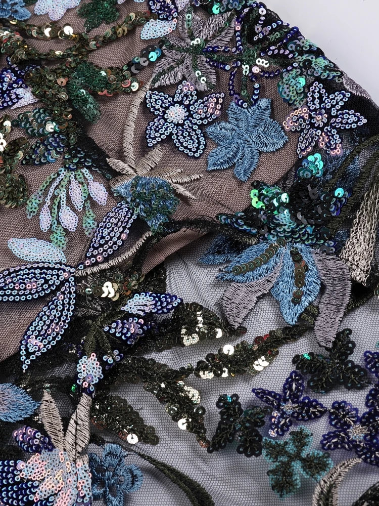 Floral Sequin Strapless