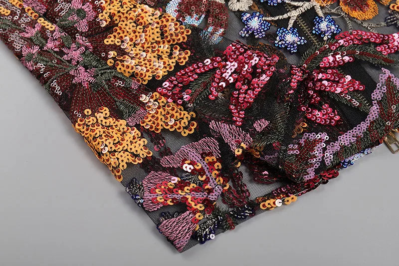 Floral Sequin Strapless