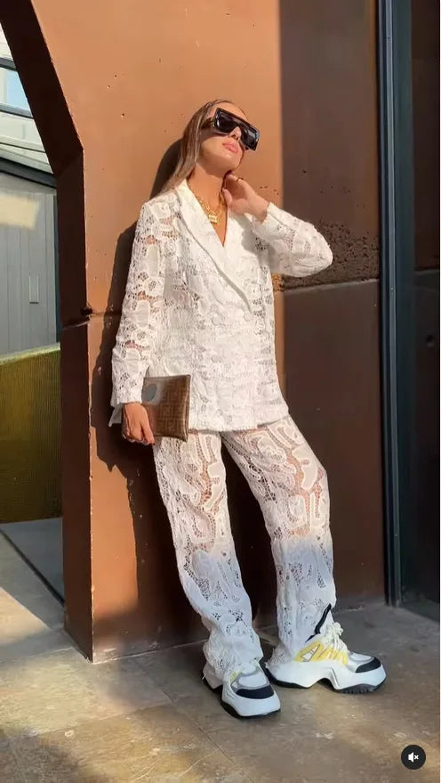 Chic Lace Power Suit for boss lady