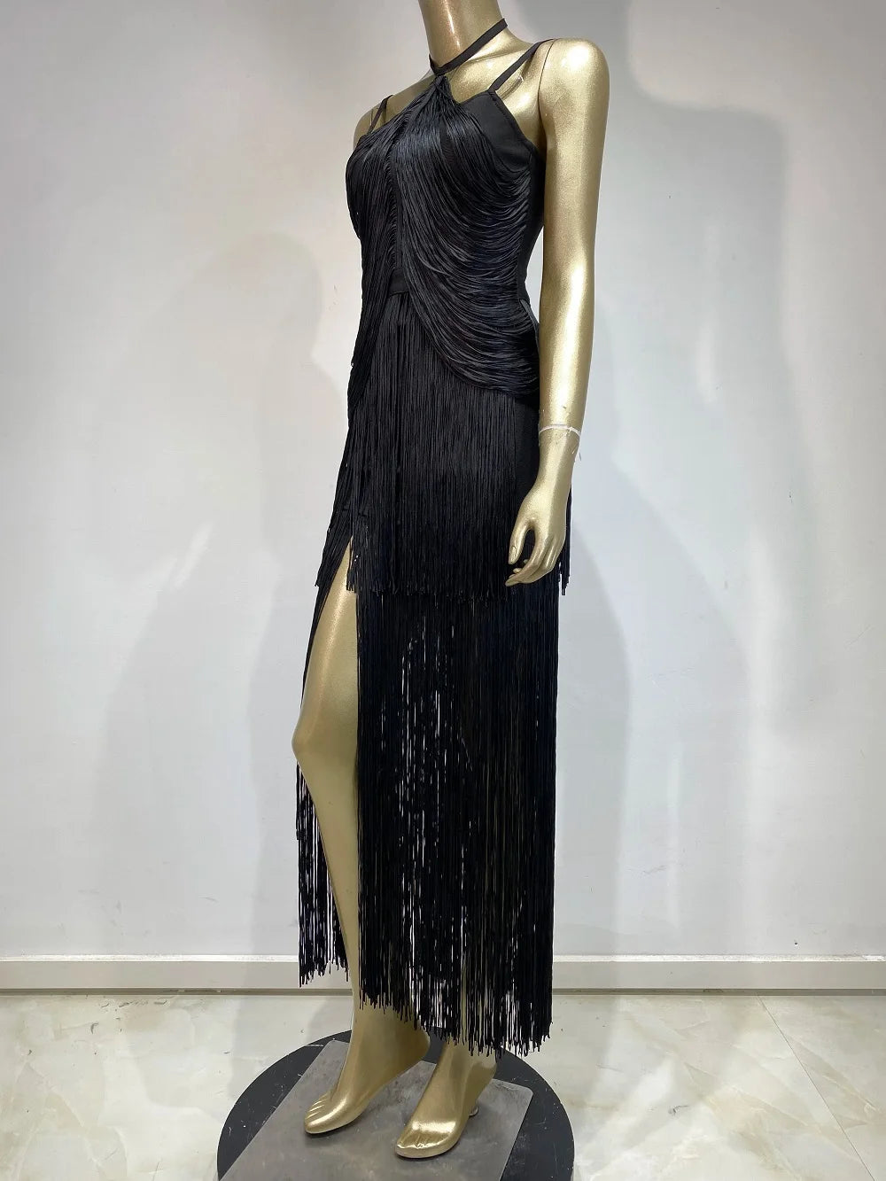 Celebrity Sexy Tassel Green Dress