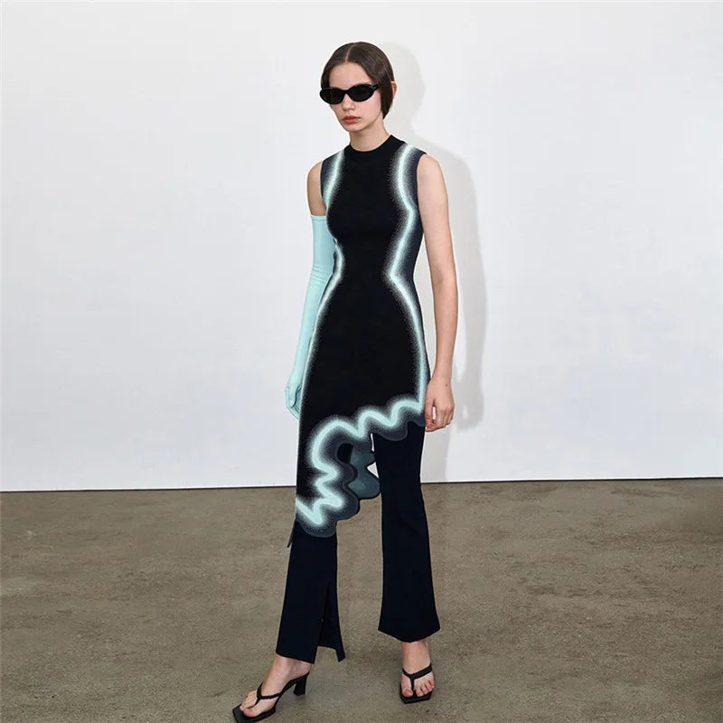 Asymmetrical F1 Race Day Mini Dress
