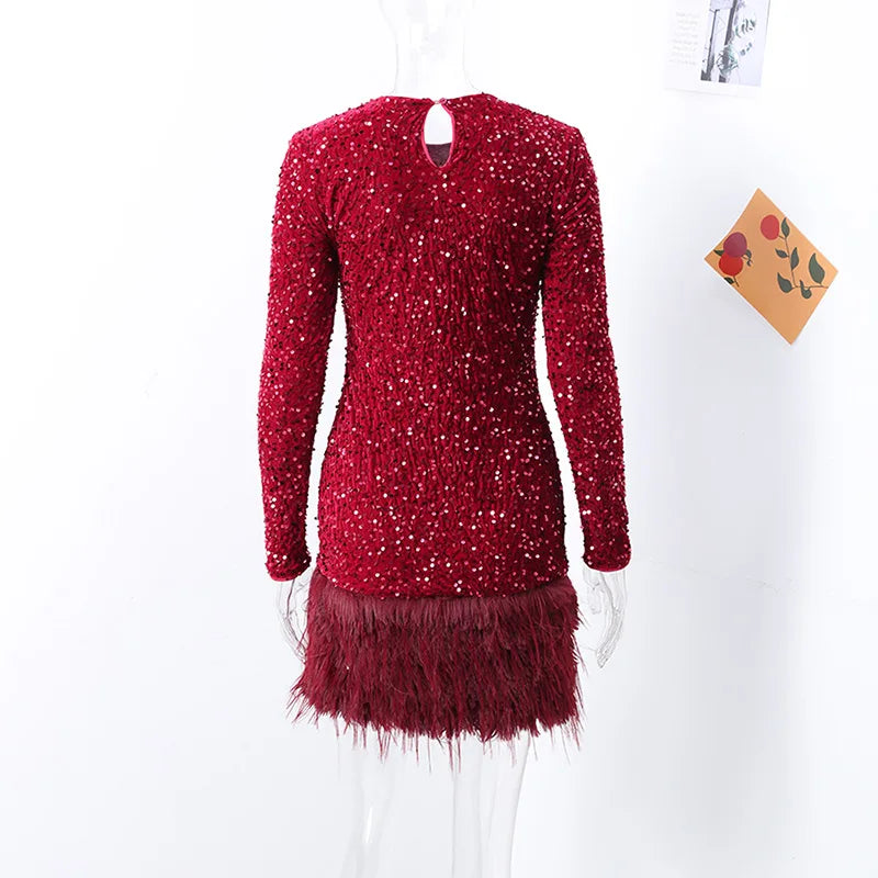 Patchworkkleid Federn Premium Kollektion