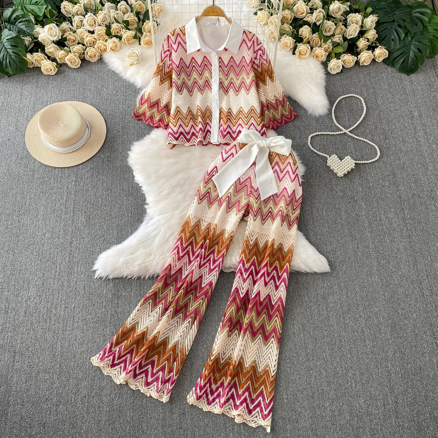 Knit pant set