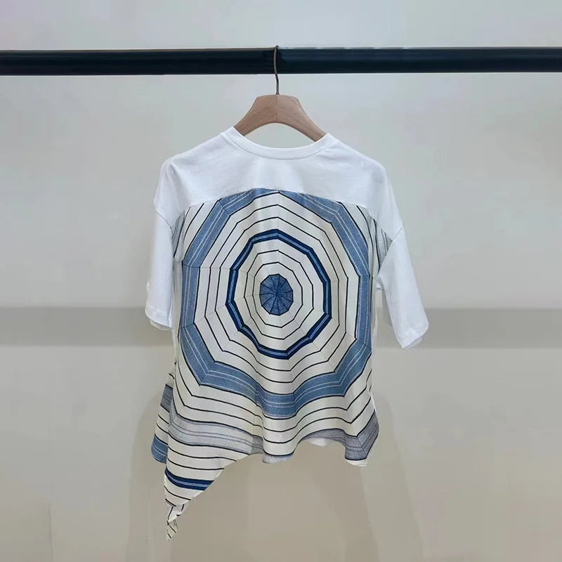 Loose Long Flared Pants Geometric Printing Suit 2025 Summer