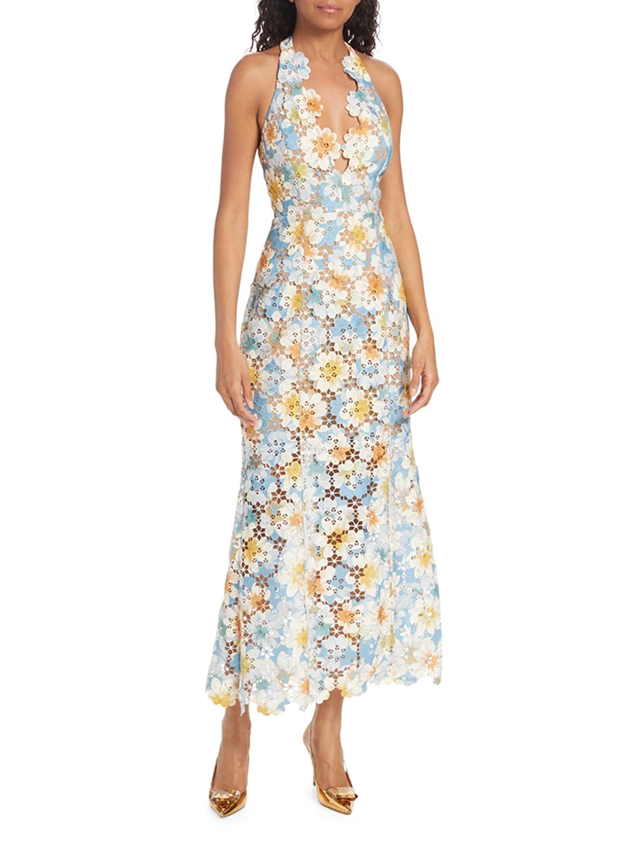 V Neck Midi Printed