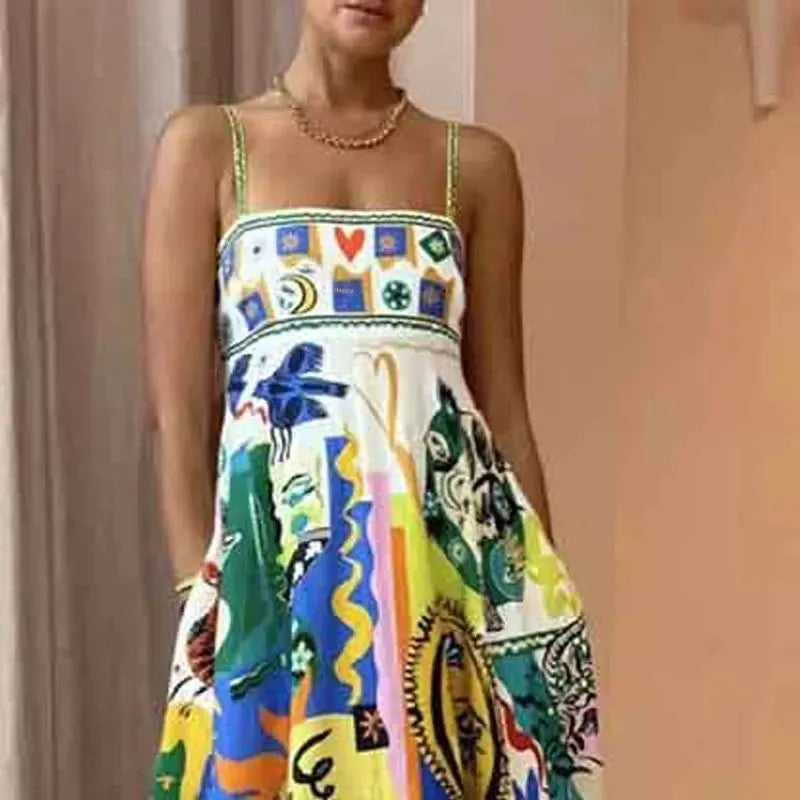 Graffiti multi Print summer Midi paradise