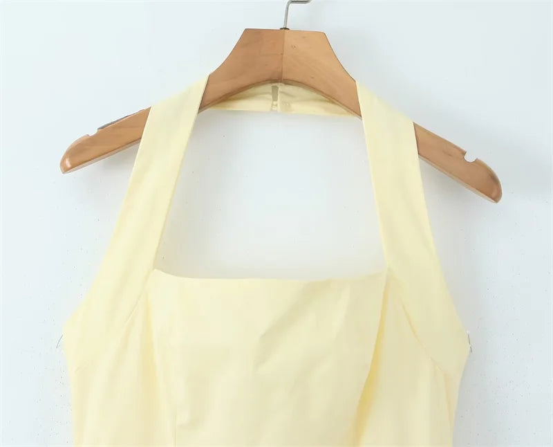 Puffy halter A-Line dress