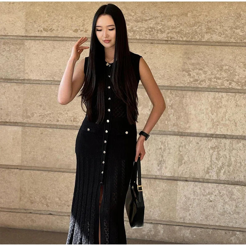 Buttoned Knit Dress