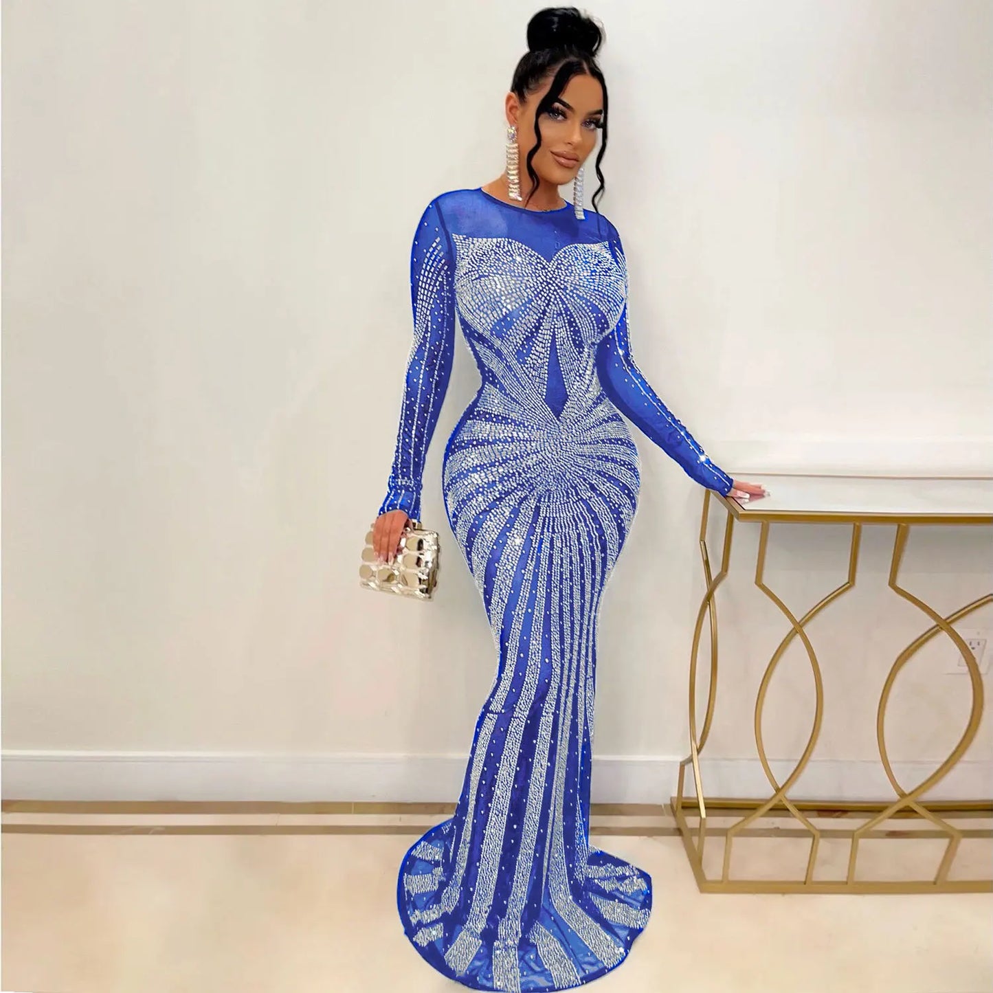 Rhinestone Crystal Mesh Dress