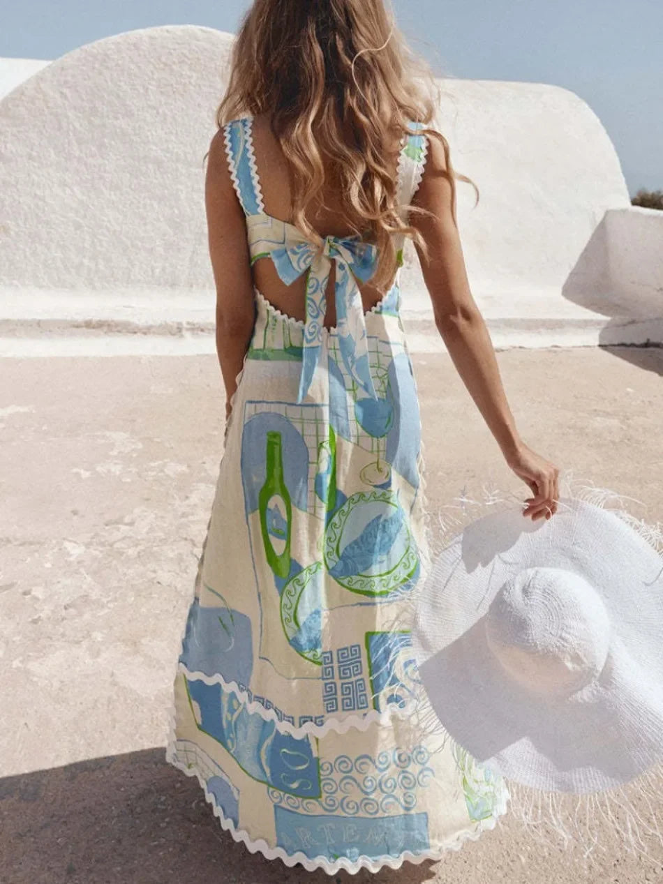 Greece Summer Dress back tie