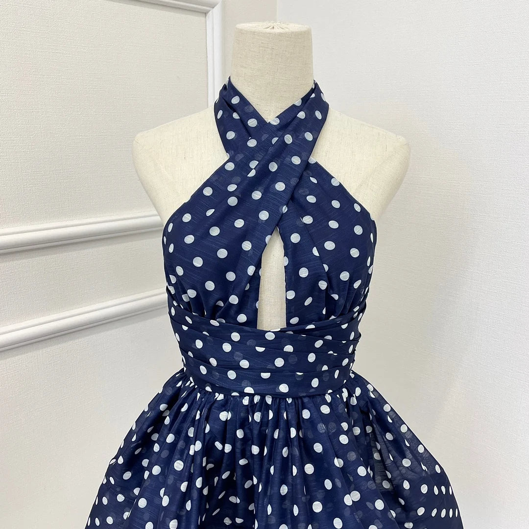 Vintage polka dots navy Dress