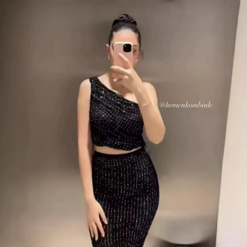 Glamorous 1 shoulder Sequins Sassy Booty Party dress