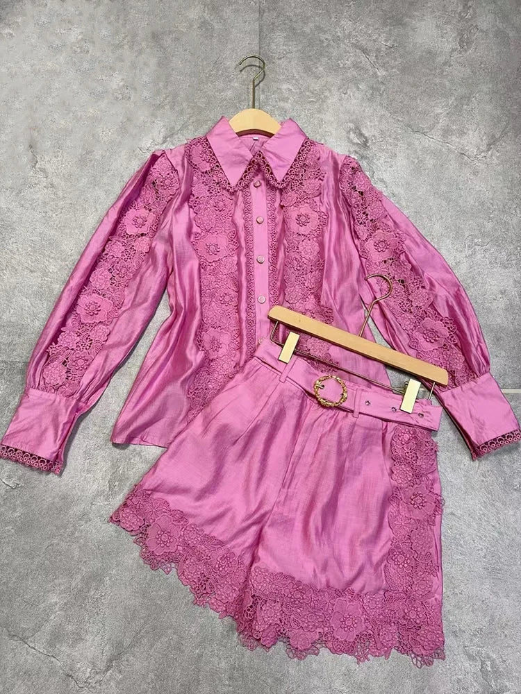 1 Retro Luxury Lace Shorts Set