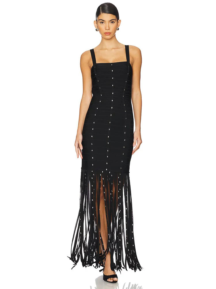 VC Black Diamond Tassel Spaghetti Straps L