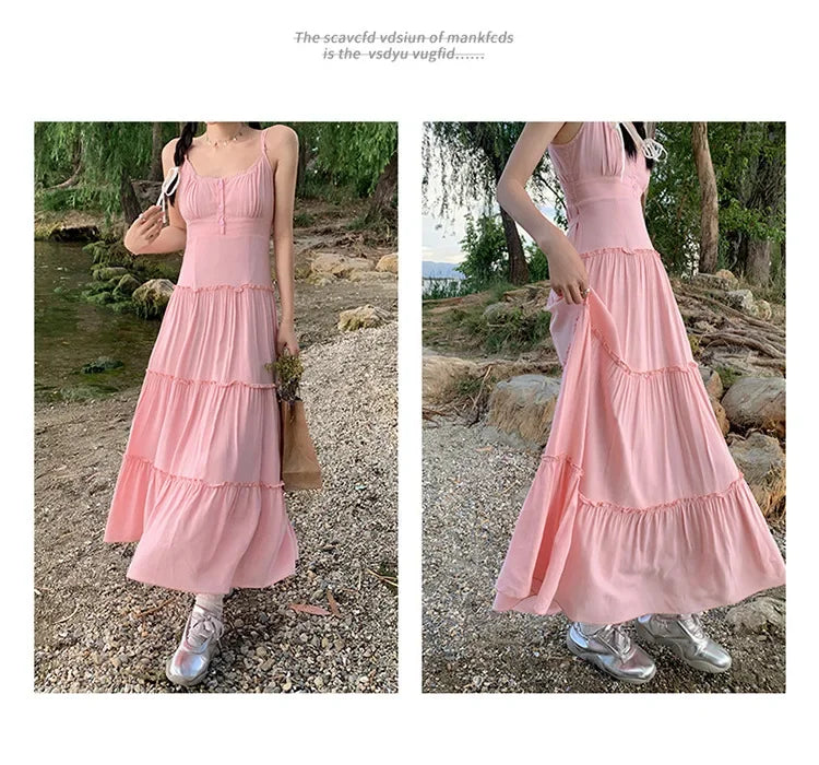 French Summer Waist Cinched A- Line Midi