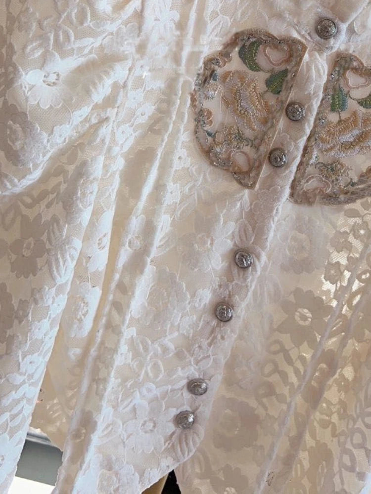 Embroidery Blouse Lace Jacquard