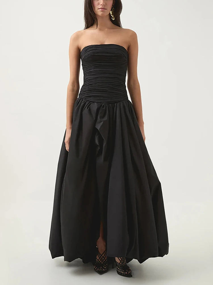 2025 blue Slit Bubble dress