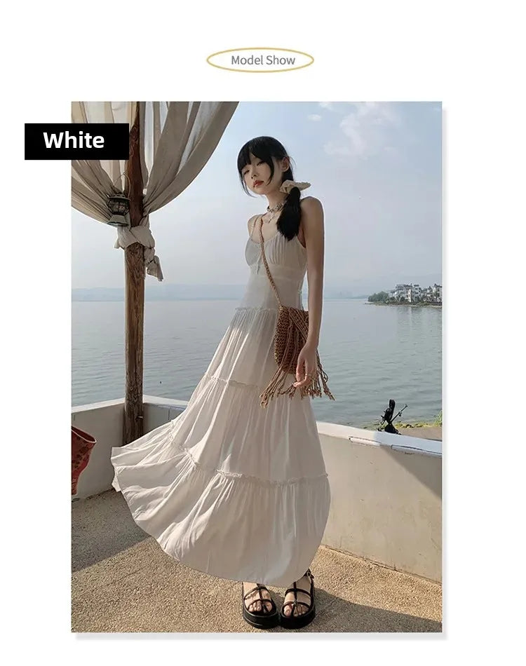 French Summer Waist Cinched A- Line Midi
