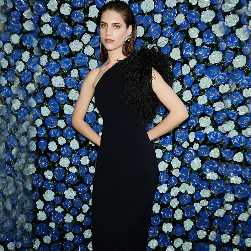 Party One Shoulder Feather Elegance