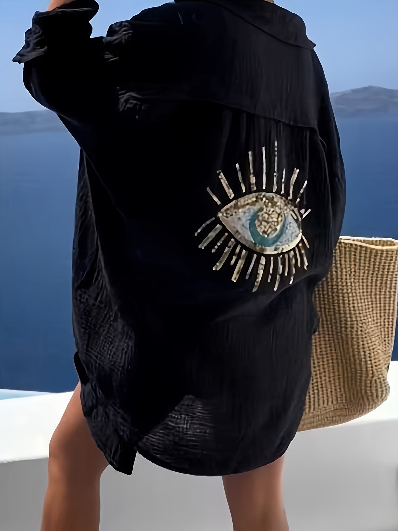 Sequin evil eye shirt